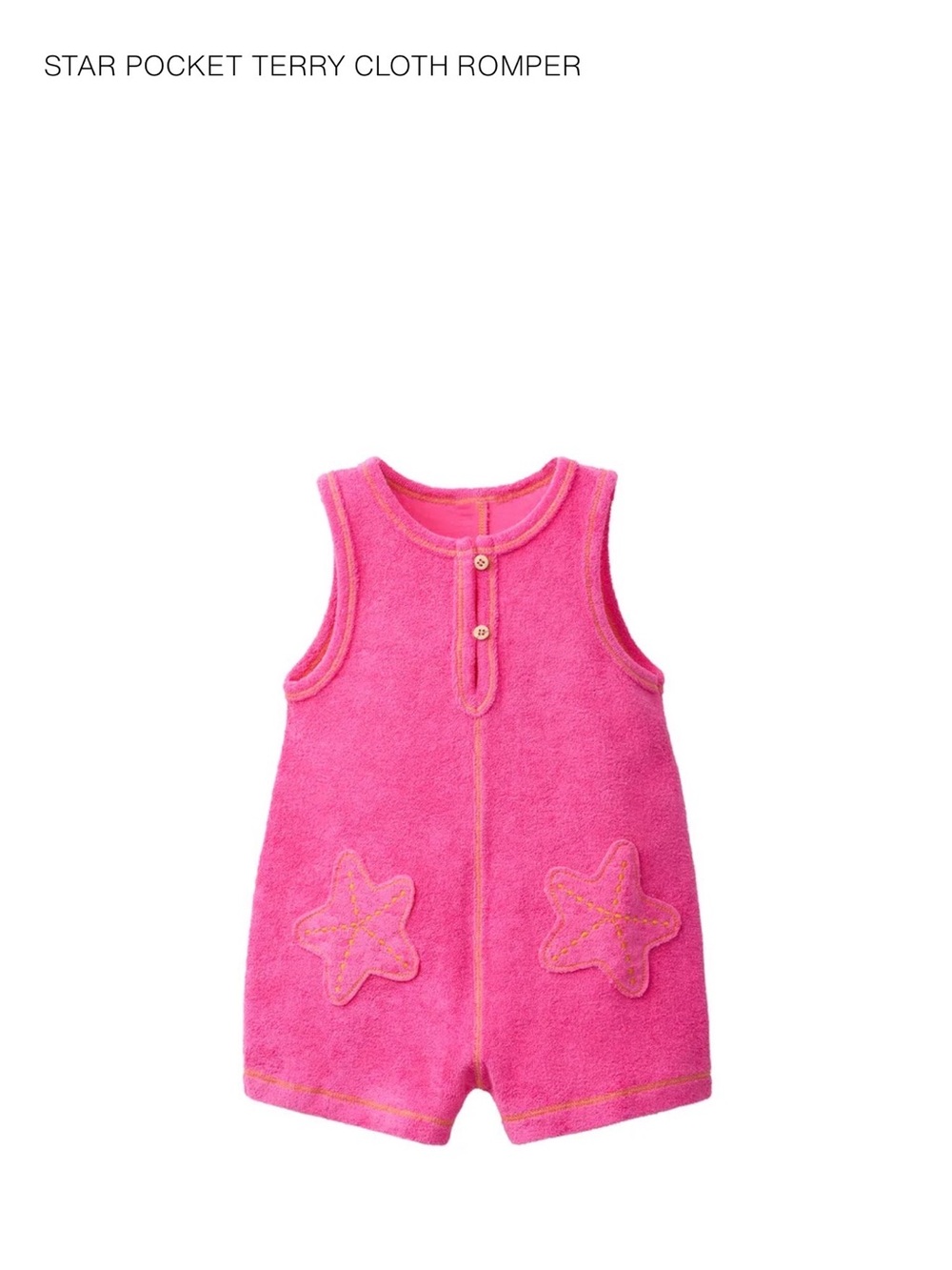 Pink Terry Cloth Star Pocket Romper